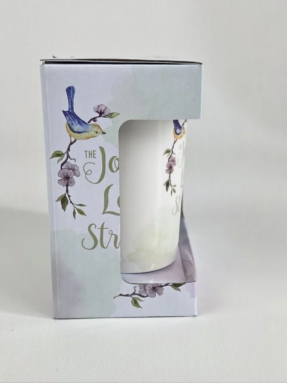 Inspirational Floral Ceramic Mug And Coaster Set - White with Pastel Accents!